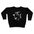Black sweatshirt with a white goat graphic and text on a white background