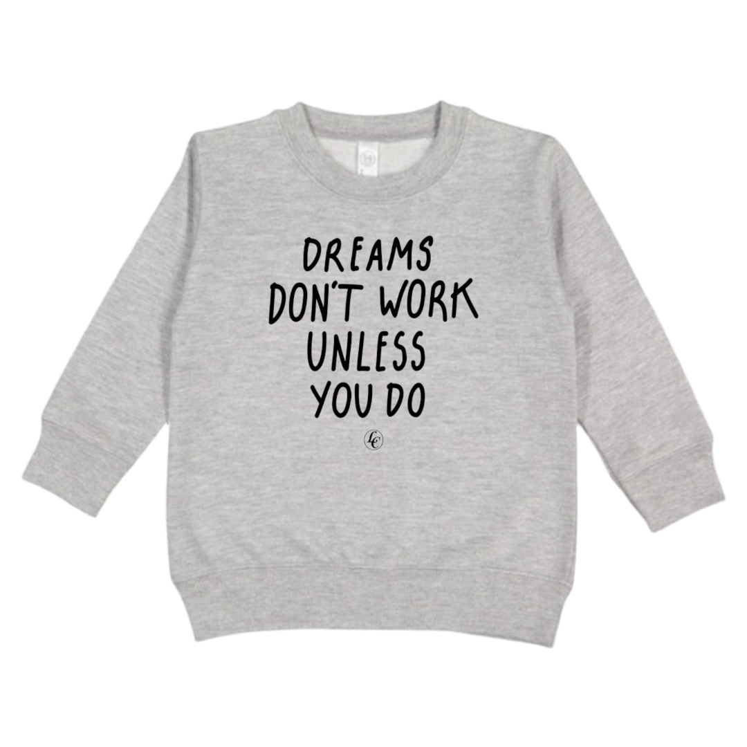 Gray sweatshirt with motivational text on a white background