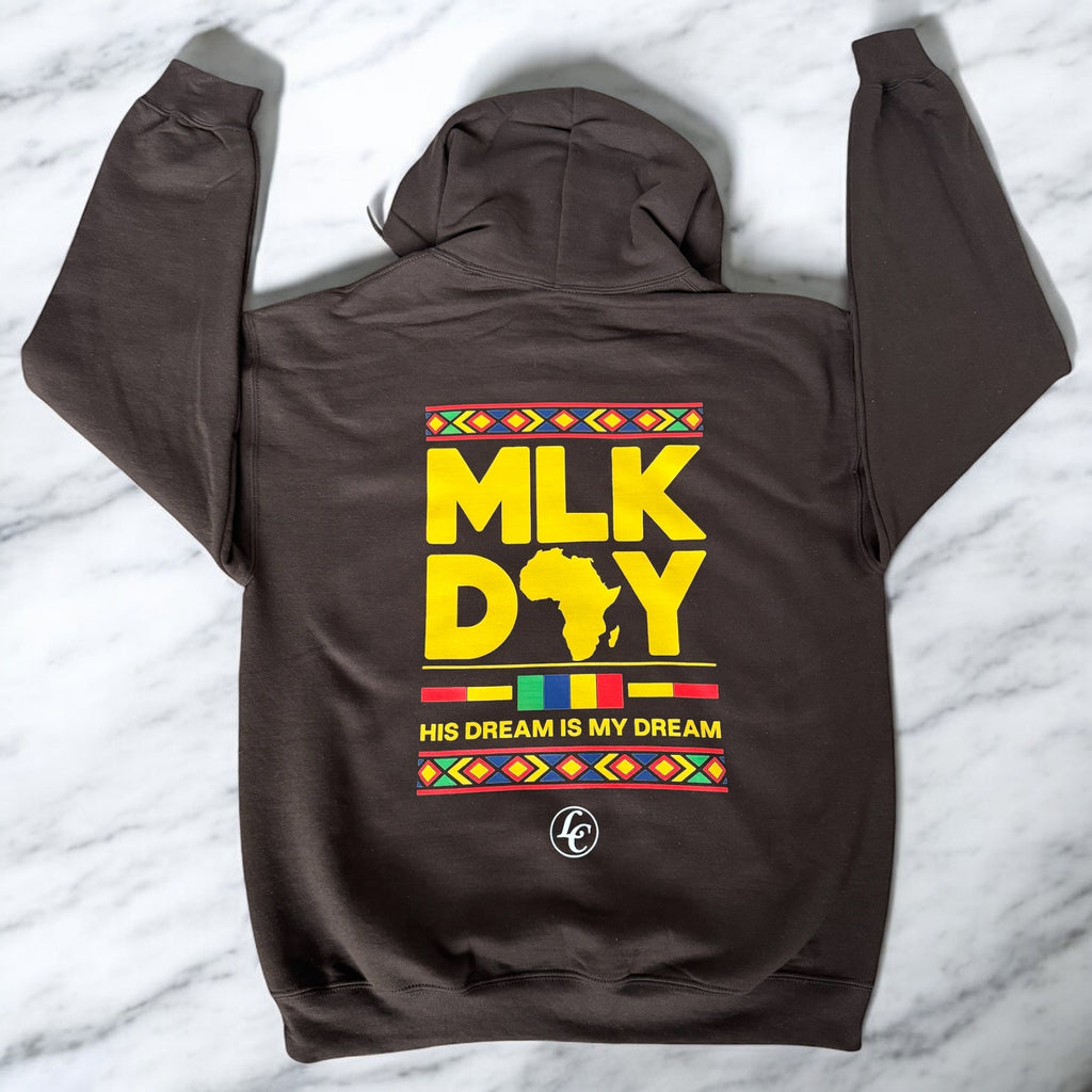 Brown-1 His Dream Is My Dream (MLK Day 2025) Hoodie - motivational streetwear apparel by La Mir Collection