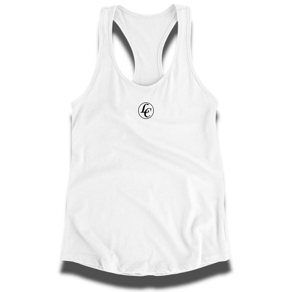 White LC Women's Racerback - motivational streetwear apparel by Lamir Collection