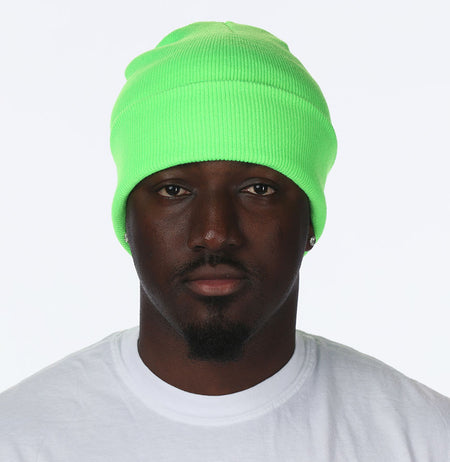 Neon-green Neon Cuffed Basic Beanie - motivational streetwear apparel by Lamir Collection