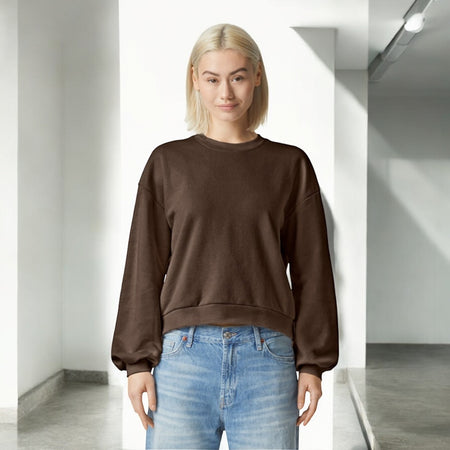 Brown Cozy Women's Basic Fleece Sweatshirt - motivational streetwear apparel by Lamir Collection
