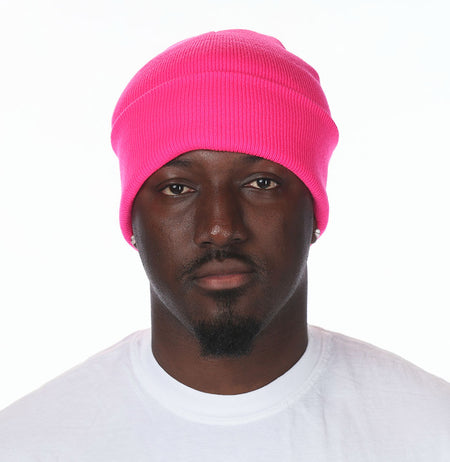 Neon-pink Neon Cuffed Basic Beanie - motivational streetwear apparel by Lamir Collection
