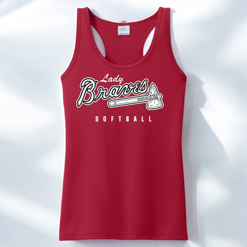 Red Lady Braves Softball Racerback - motivational streetwear apparel by La Mir Collection