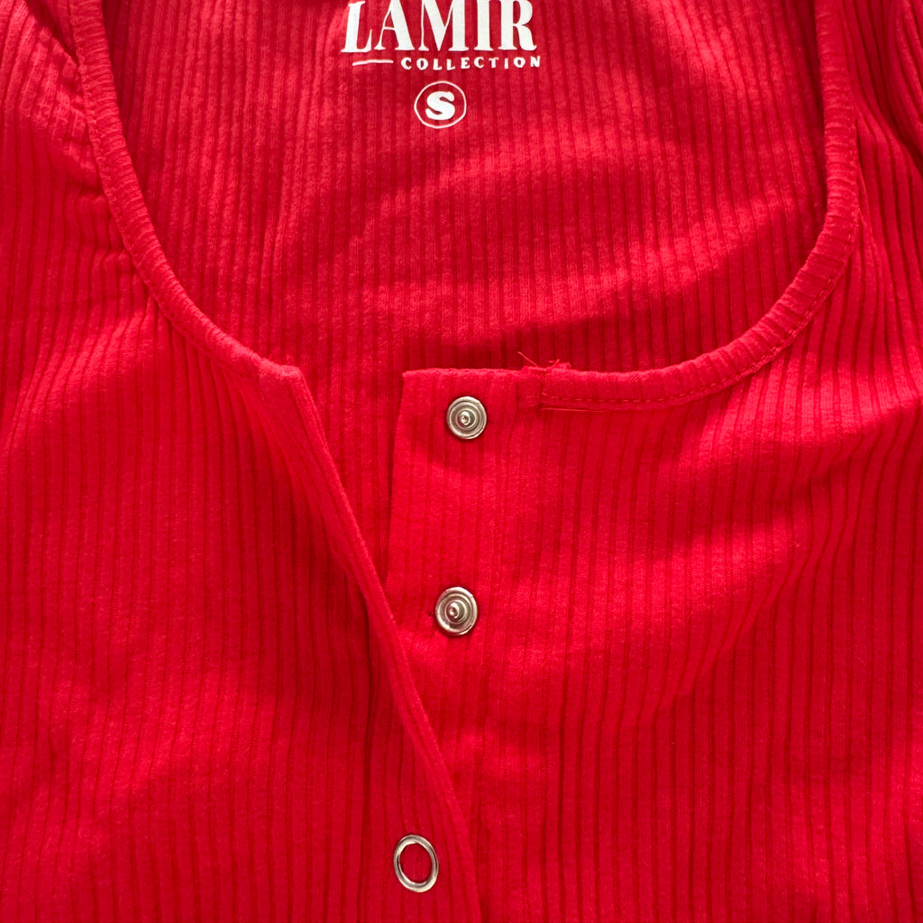 Women's Ribbed Button Up Crop Top