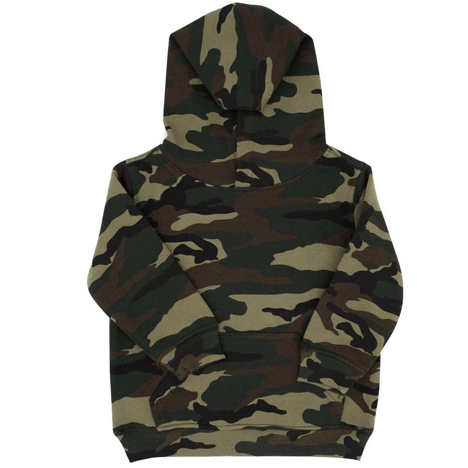 Camouflage toddler hoodie on a white background