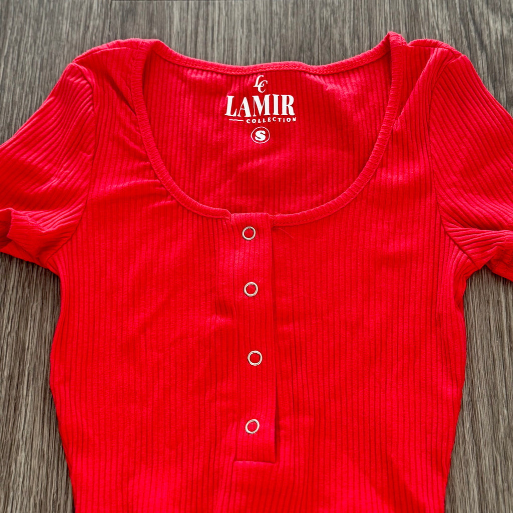 Women's Ribbed Button Up Crop Top