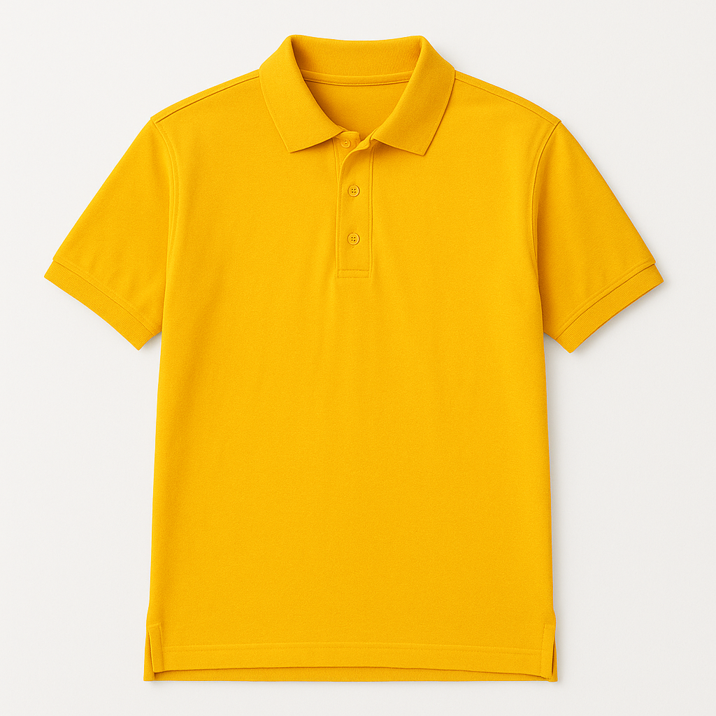 Yellow polo shirt on a light gray background