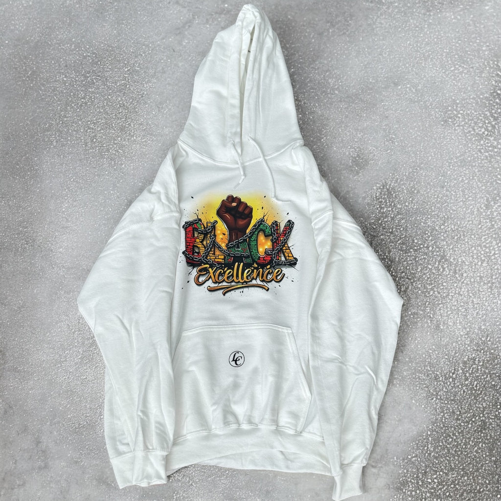 White-2 Black Excellence Hoodie - motivational streetwear apparel by Lamir Collection