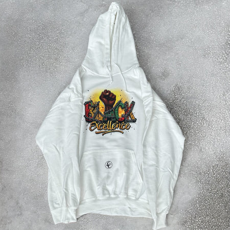 White-2 Black Excellence Hoodie - motivational streetwear apparel by Lamir Collection