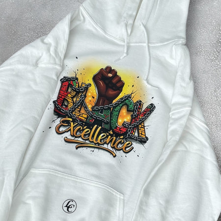 White-2 Black Excellence Hoodie - motivational streetwear apparel by Lamir Collection