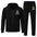 Black hoodie and pants set with basketball design on a white background