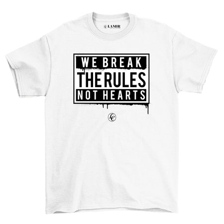 White Break Rules Not Hearts Short Sleeve Tee - motivational streetwear apparel by Lamir Collection