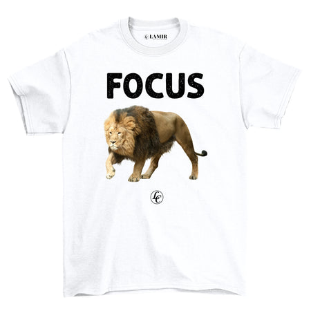 White Focus Short Sleeve Tee - motivational streetwear apparel by Lamir Collection