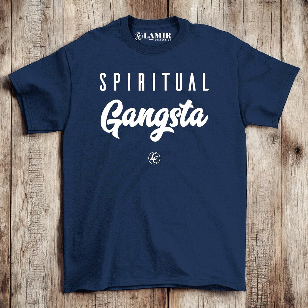 Navy blue Spiritual Gangsta Tee - motivational streetwear apparel by Lamir Collection