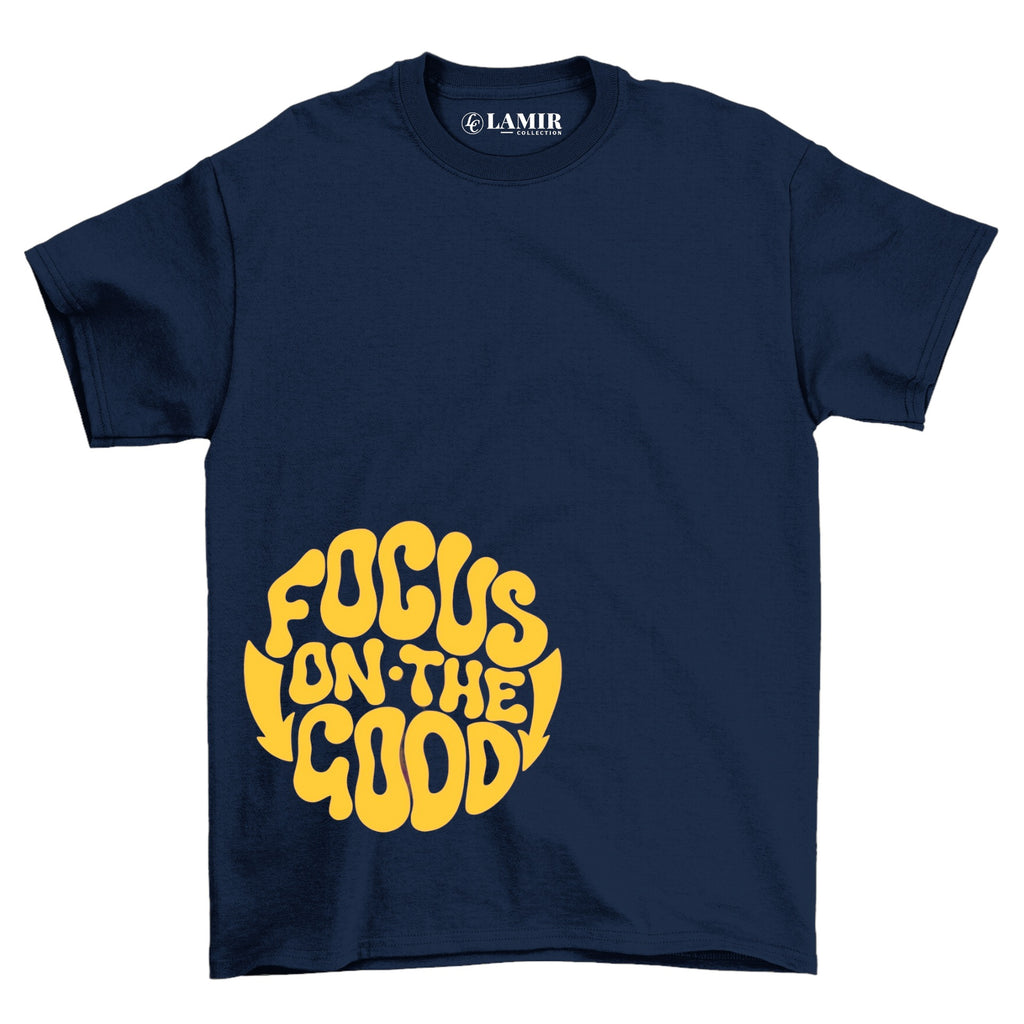 Navy blue Focus On The Good Short Sleeve Tee - motivational streetwear apparel by Lamir Collection