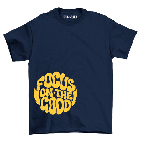 Navy blue Focus On The Good Short Sleeve Tee - motivational streetwear apparel by Lamir Collection