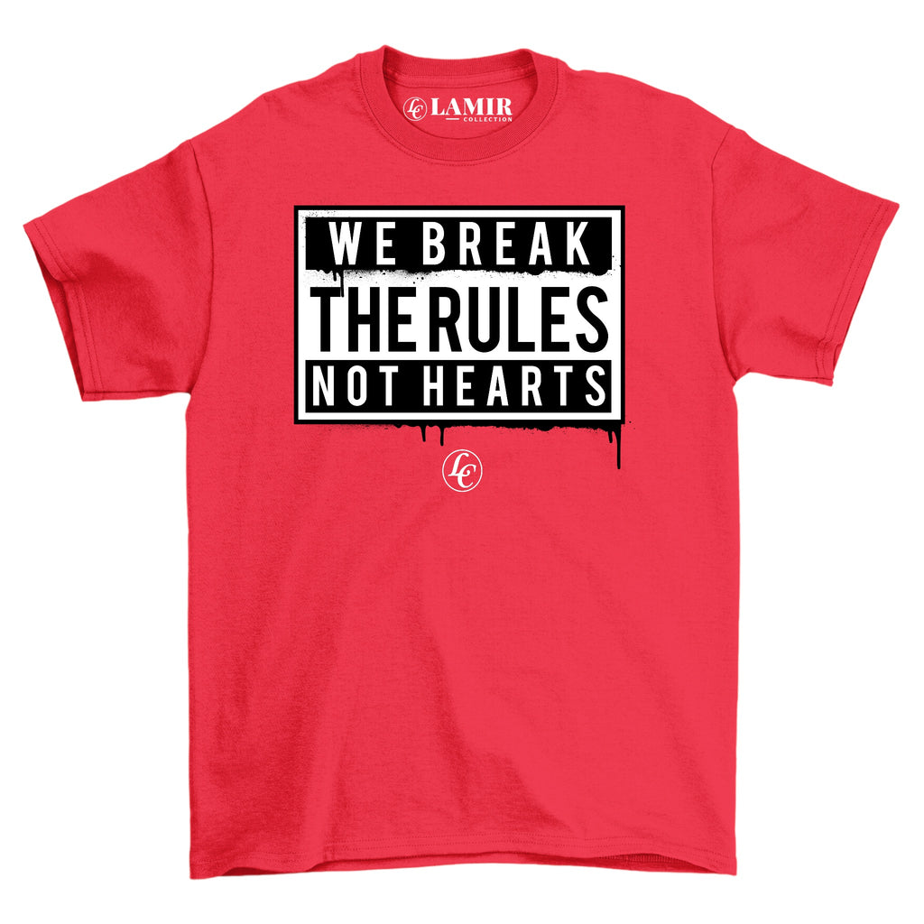 Red Break Rules Not Hearts Short Sleeve Tee - motivational streetwear apparel by Lamir Collection