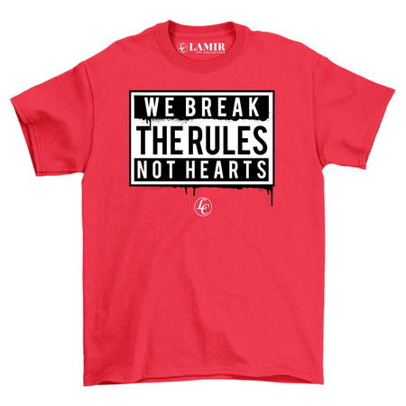 Red Break Rules Not Hearts Short Sleeve Tee - motivational streetwear apparel by Lamir Collection