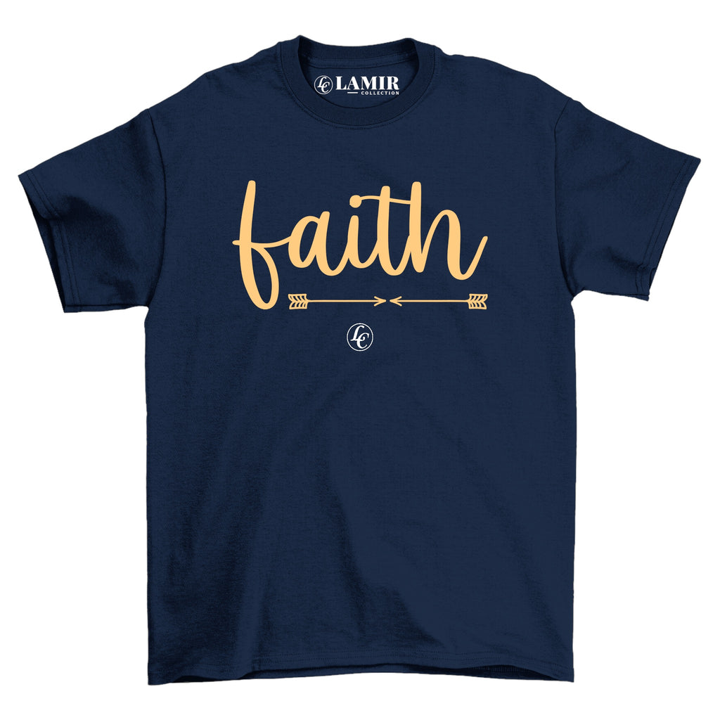 Navy Faith Short Sleeve Tee - motivational streetwear apparel by Lamir Collection
