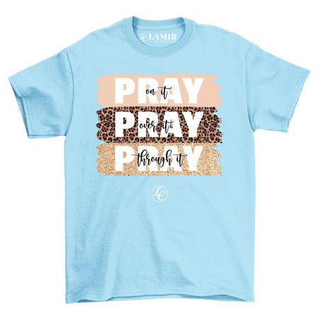 Blue Pray Pray Pray Short Sleeve Tee - motivational streetwear apparel by Lamir Collection
