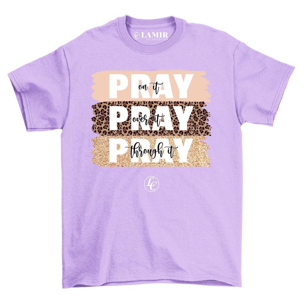 Purple Pray Pray Pray Short Sleeve Tee - motivational streetwear apparel by Lamir Collection