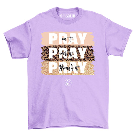 Purple Pray Pray Pray Short Sleeve Tee - motivational streetwear apparel by Lamir Collection