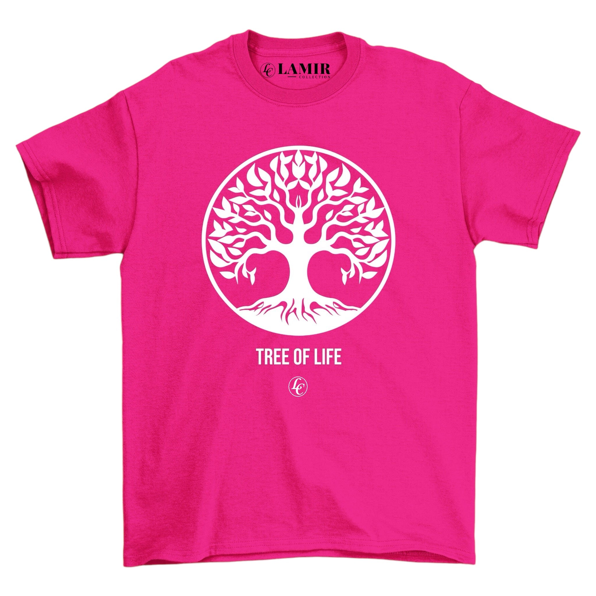 Pink Tree Of Life Short Sleeve Tee - motivational streetwear apparel by Lamir Collection