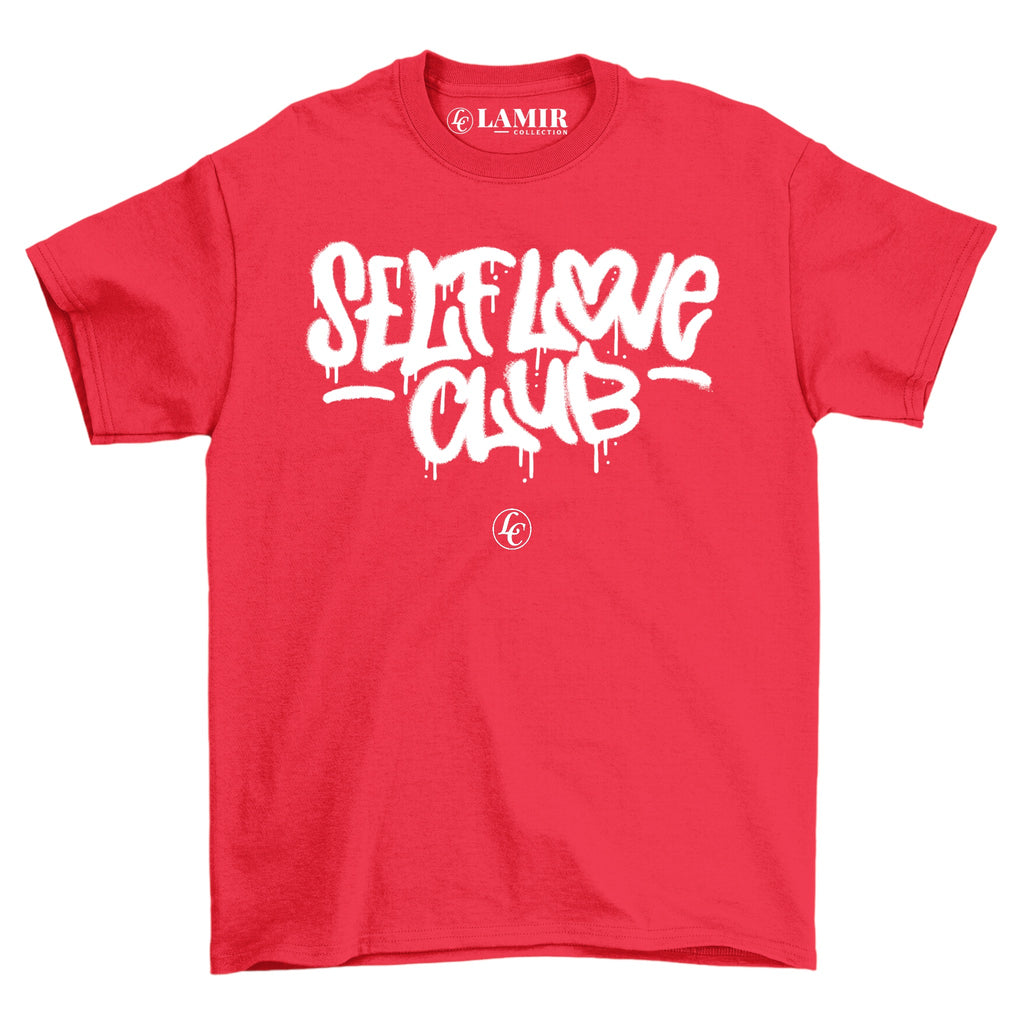 Red Self Love Club Short Sleeve Tee - motivational streetwear apparel by Lamir Collection