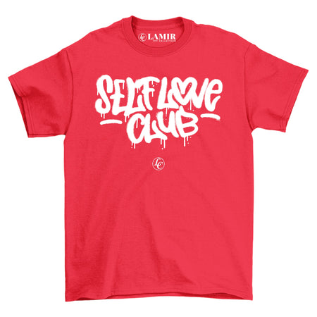 Red Self Love Club Short Sleeve Tee - motivational streetwear apparel by Lamir Collection