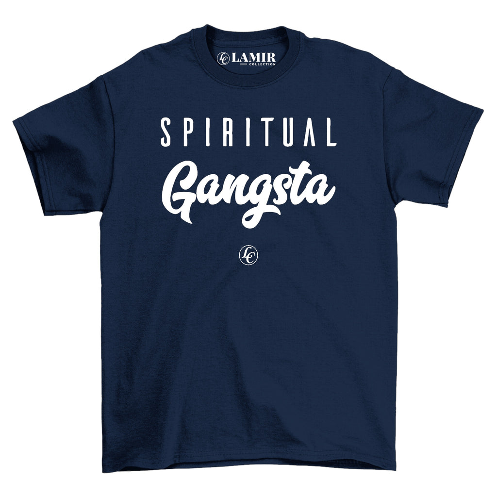 Navy blue Spiritual Gangsta Tee - motivational streetwear apparel by Lamir Collection