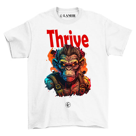 White Thrive Short Sleeve Tee - motivational streetwear apparel by Lamir Collection