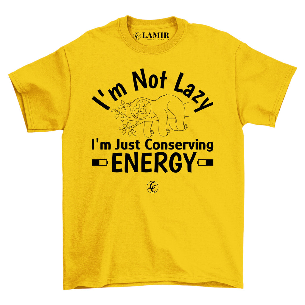 Yellow I'm Not Lazy Short Sleeve Tee - motivational streetwear apparel by Lamir Collection