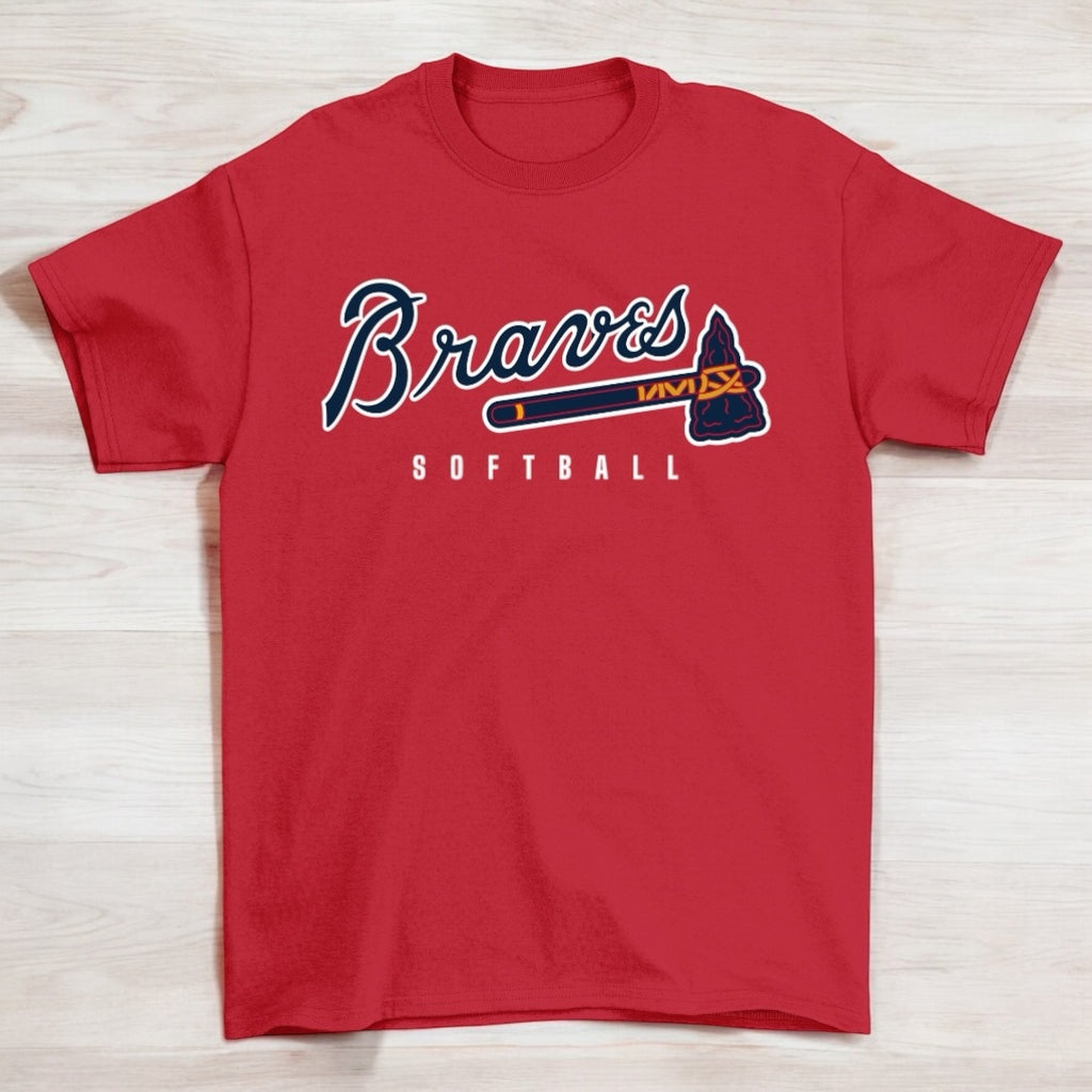 Red Lady Braves Softball Tee - motivational streetwear apparel by Lamir Collection