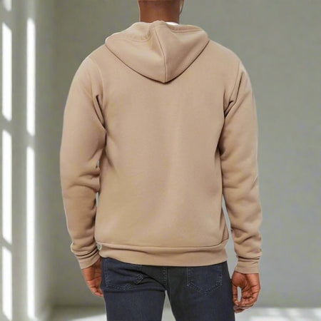 Beige Premium Zip-Up Hooded Basic Fleece Jacket (matches Premium Basic Joggers) - motivational streetwear apparel by Lamir Collection