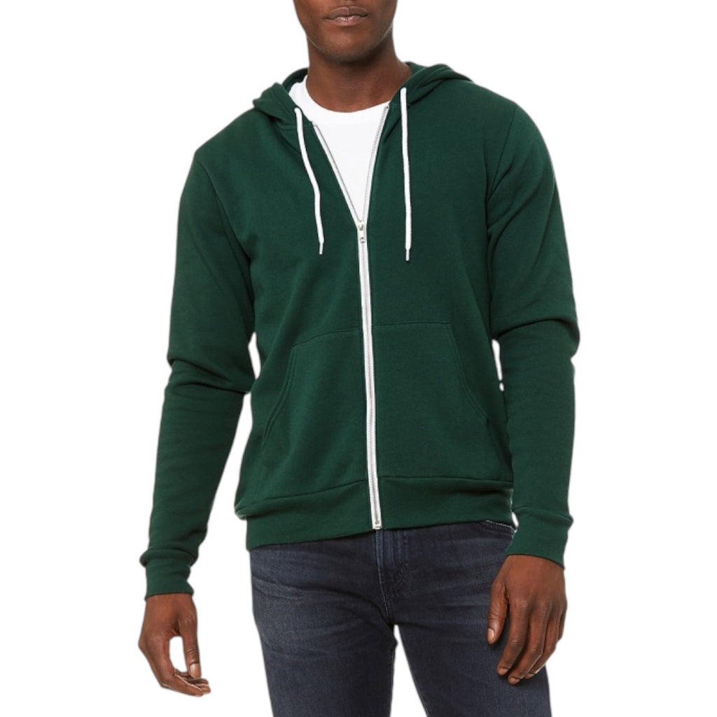 Green Premium Zip-Up Hooded Basic Fleece Jacket (matches Premium Basic Joggers) - motivational streetwear apparel by Lamir Collection