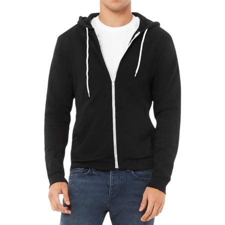 Black Premium Zip-Up Hooded Basic Fleece Jacket (matches Premium Basic Joggers) - motivational streetwear apparel by Lamir Collection