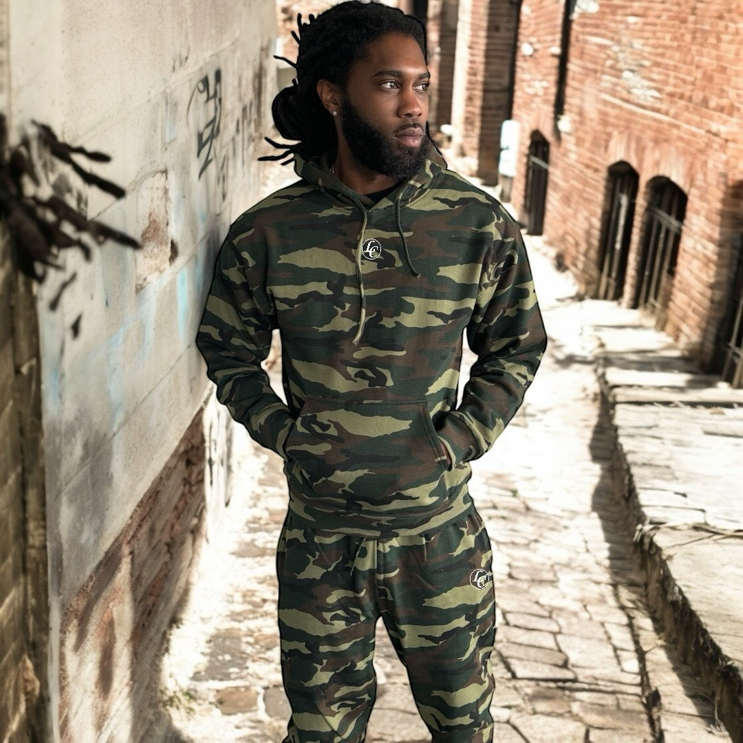LC BDU Camo Pattern Hoodie Jogger Set