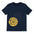 Navy blue t-shirt with yellow 'Focus on the Good' text on a white background
