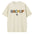 Beige t-shirt with 'BACKUP' text in multicolor on a white background