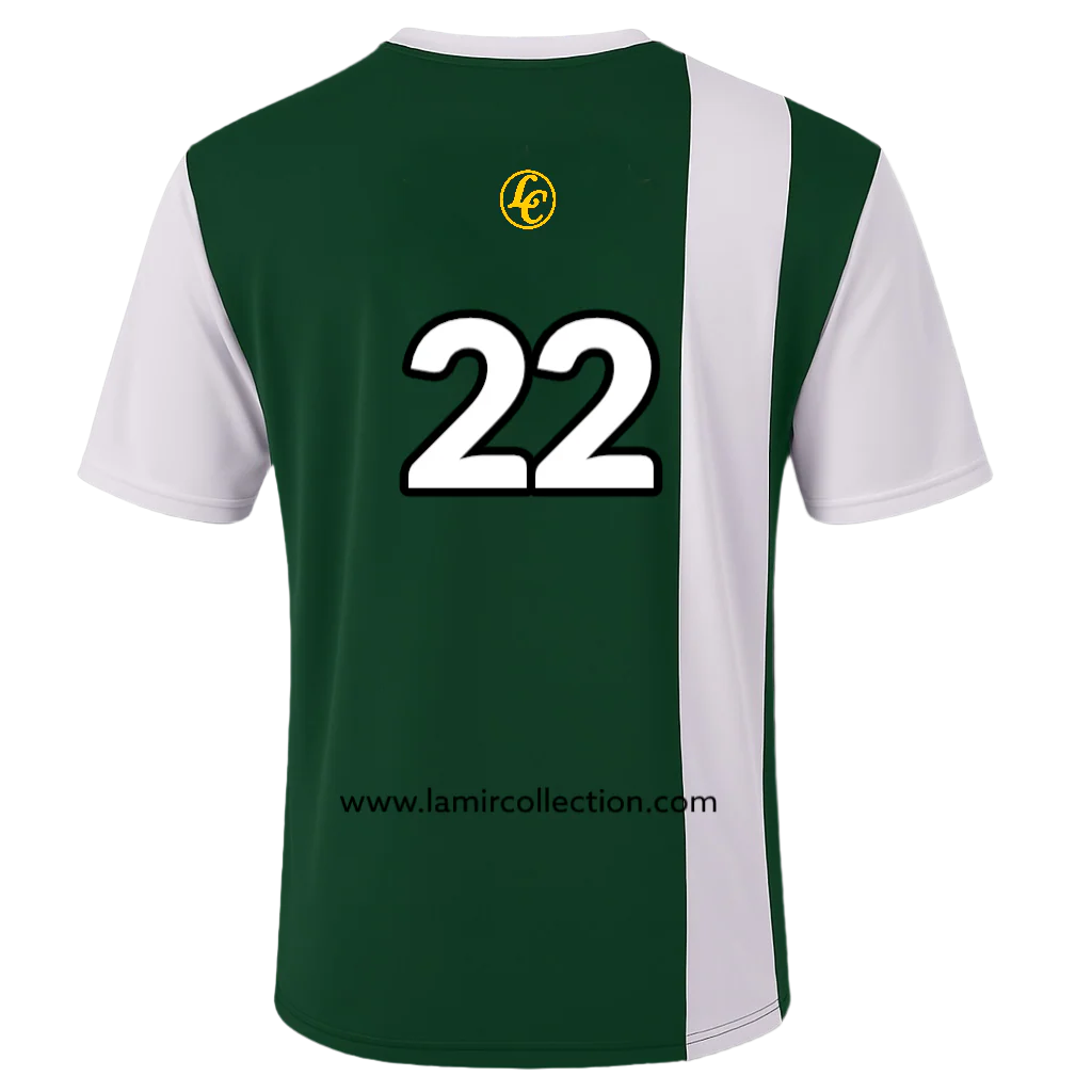 Green and white sports jersey with number 22 on a white background