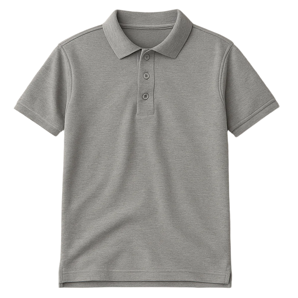 Gray polo shirt on a white background