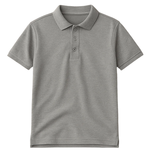 Gray polo shirt on a white background