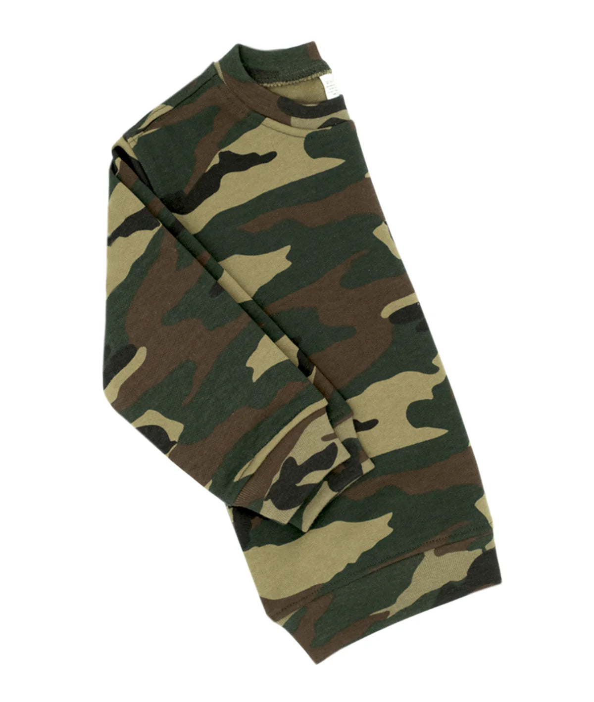 Camouflage-patterned toddler sweatshirt on a white background