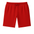 Red shorts with a drawstring on a white background