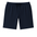 Navy blue shorts with a drawstring on a white background