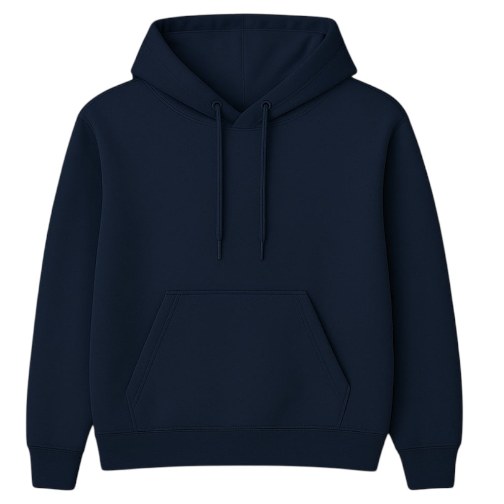 Navy blue hoodie on a white background