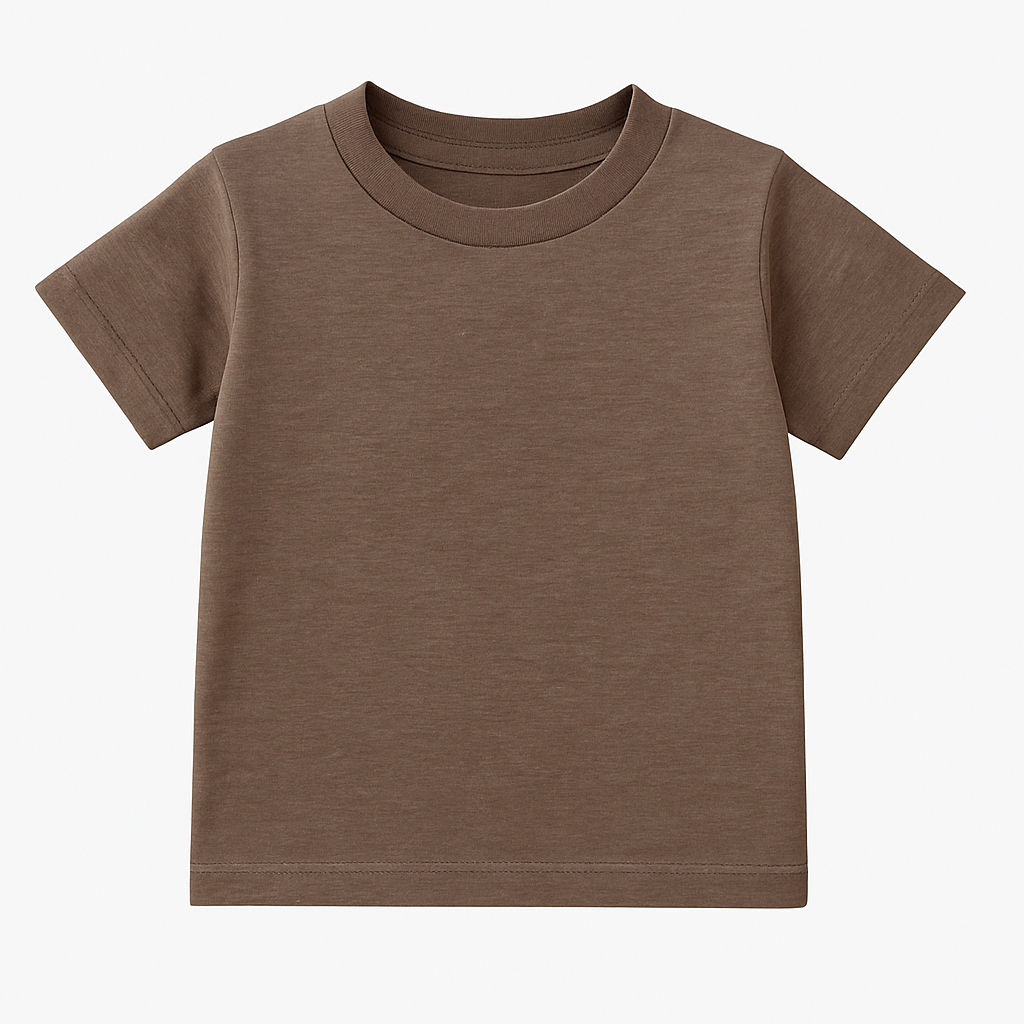 Heathered brown toddler t-shirt on a white background