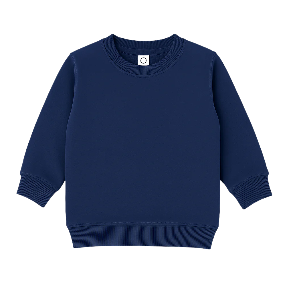 Navy blue baby sweatshirt on a white background