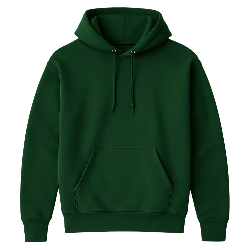 Green hoodie on a white background